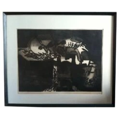 Other Mid Century Modernist Print 1960s "Obsidian"