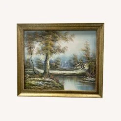 Vintage 1980s Signed Landscape Oil Painted -Home Furnishings Store 1500 1500 frame 0 9695
