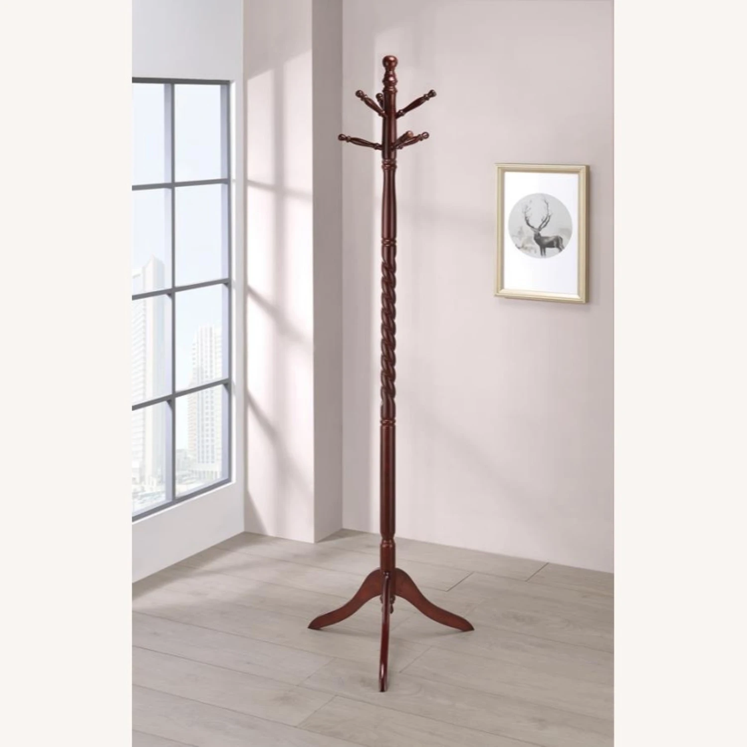 Other Coat Rack In Merlot Finish With Turned Details 4 Other Coat Rack In Merlot Finish With Turned Details - Image 2