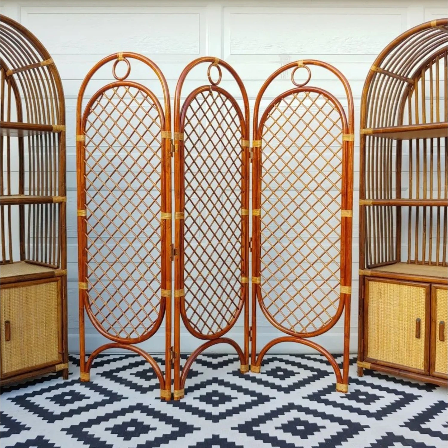 Vintage MCM Bamboo Arched Room Divider 3 Vintage MCM Bamboo Arched Room Divider