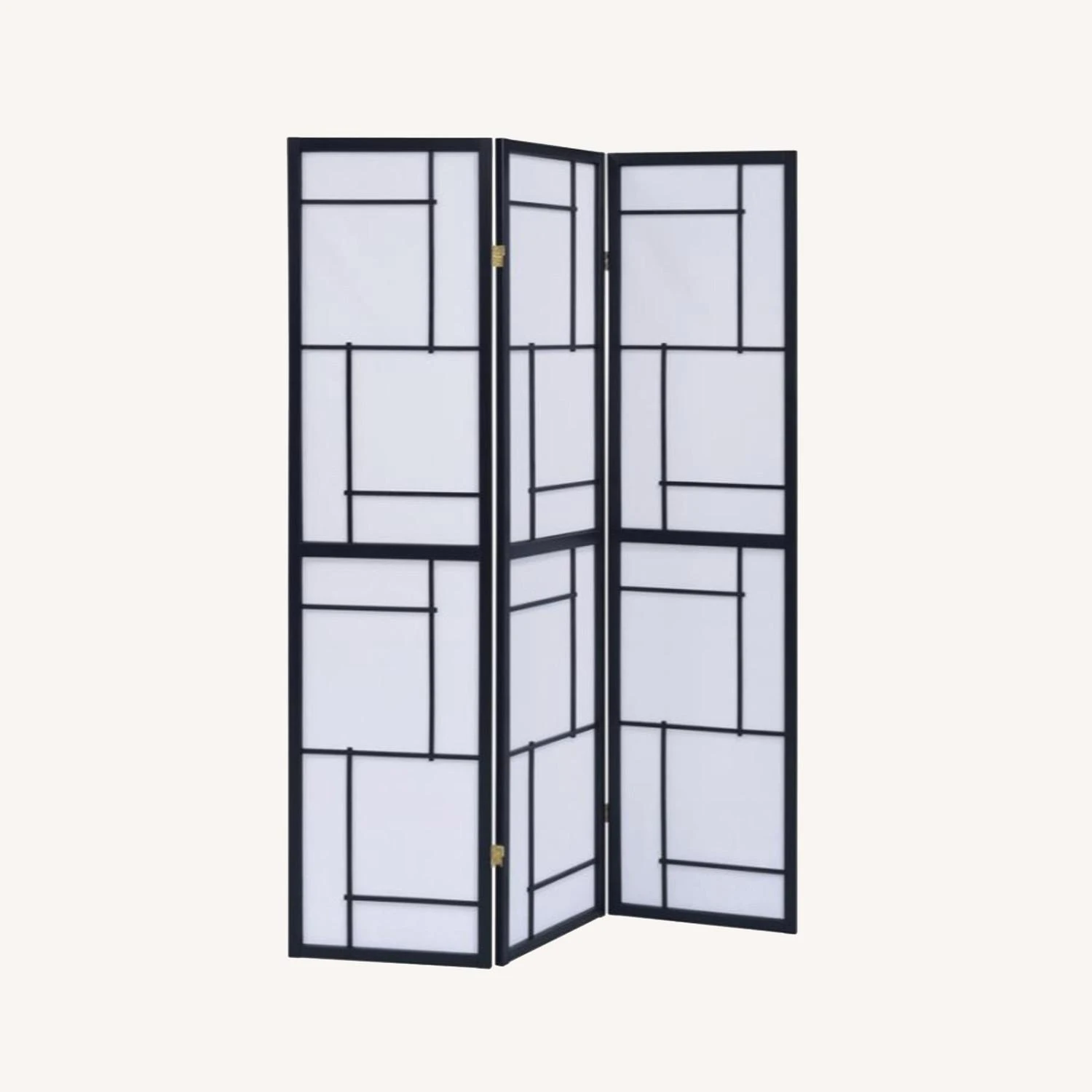 Other 3-Panel Screen In White Paper W/ Black Wood Finish 5 Other 3-Panel Screen In White Paper W/ Black Wood Finish - Image 3