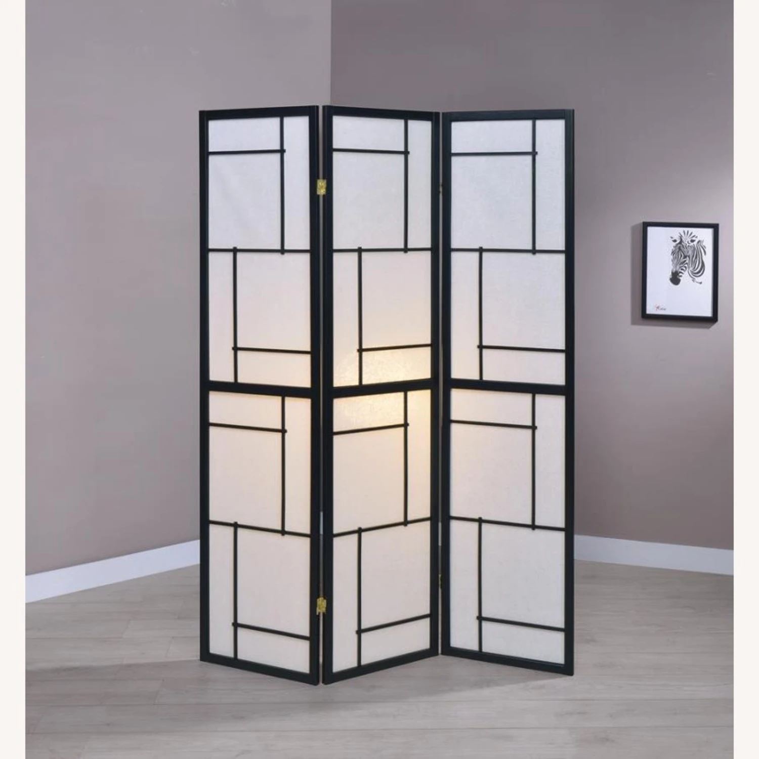 Other 3-Panel Screen In White Paper W/ Black Wood Finish 9 Other 3-Panel Screen In White Paper W/ Black Wood Finish - Image 7