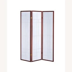 Other 3-Panel Screen In White Paper W/Cherry Wood Finish