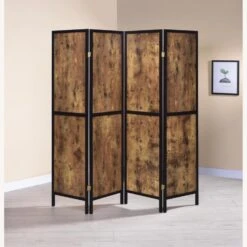 Other 4-Panel Screen In Antique Nutmeg W/ Solid Panels -Home Furnishings Store 1500 1500 frame 0 9956